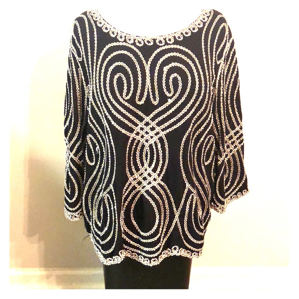 Black and gold roped blouse